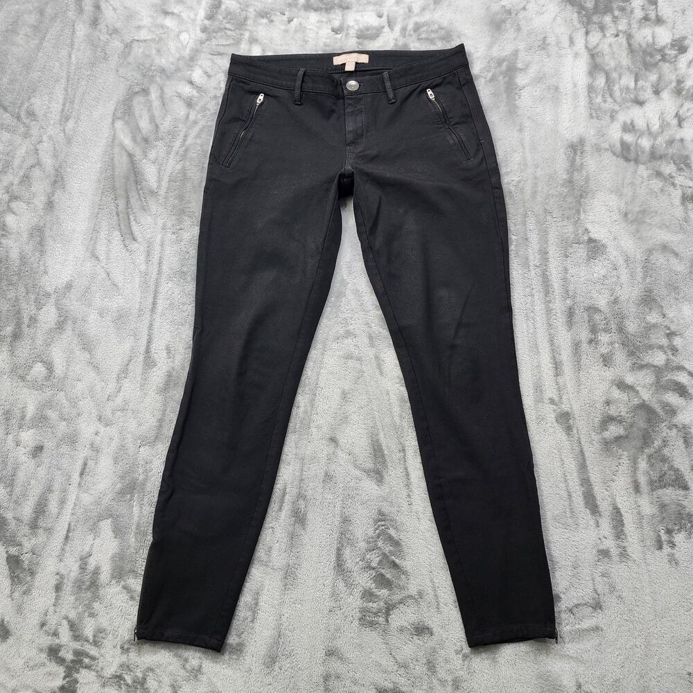 Banana Republic Pants Womens 4 Black Sloan Fit Mid Rise Skinny Ankle Zip Hem